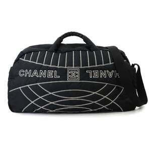 Chanel Sport Line 2-way Boston Shoulder Handbag Nylon Black Bag